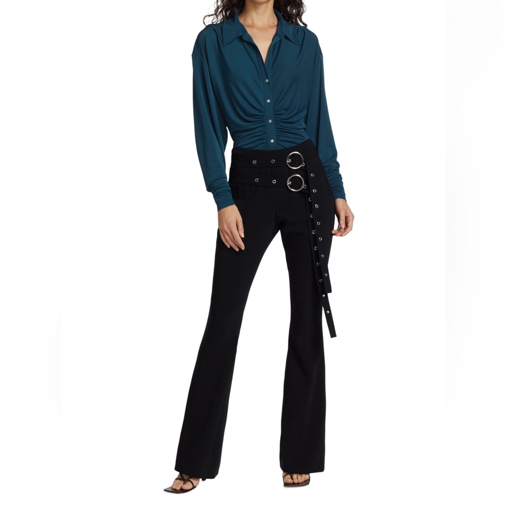 New With Tags Cinq à Sept Madilyn Double-Belt Flare-Leg Pants